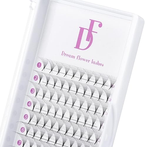 DF - Extensiones de pestañas postizas en abanico 3D 4D 5D 6D 8D 10D, grosor de 0.030.050.07 CD, extensiones de pestañas rizadas hechas a mano,