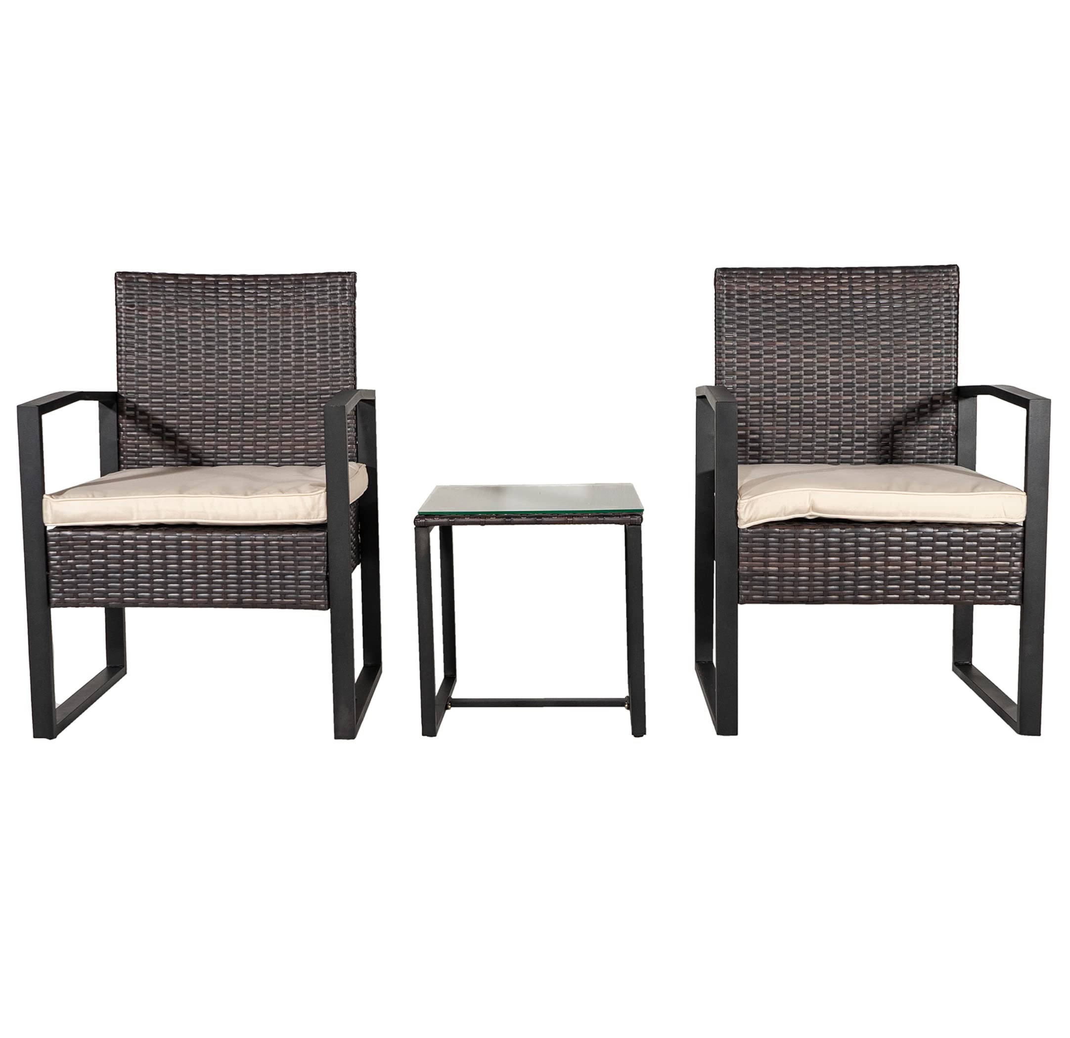 Casa Andrea Milano Modern Outdoor Garden Patio Set-3 Piece, Brown/Beige