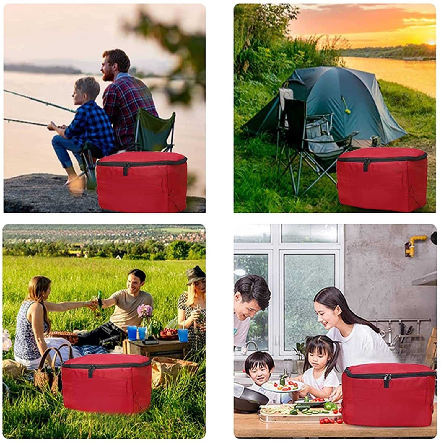 Camping reso facile con il nostro carro pieghevole con borsa termica da 15 l, accessorio perfetto per carrelli surgelati e fare shopping al picnic e alle attività all'aperto