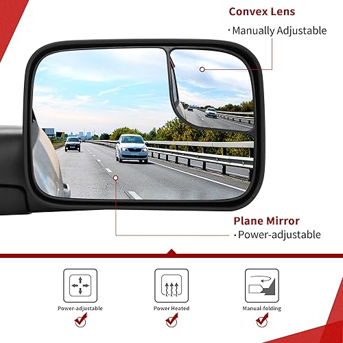 Miniatura 2 de YITAMOTOR Espejo de remolque compatible con Tacoma 2005 2006 2007 2008 2009 2010 2011 2012 2013 2014 2015 Espejo lateral plegable manualmente con