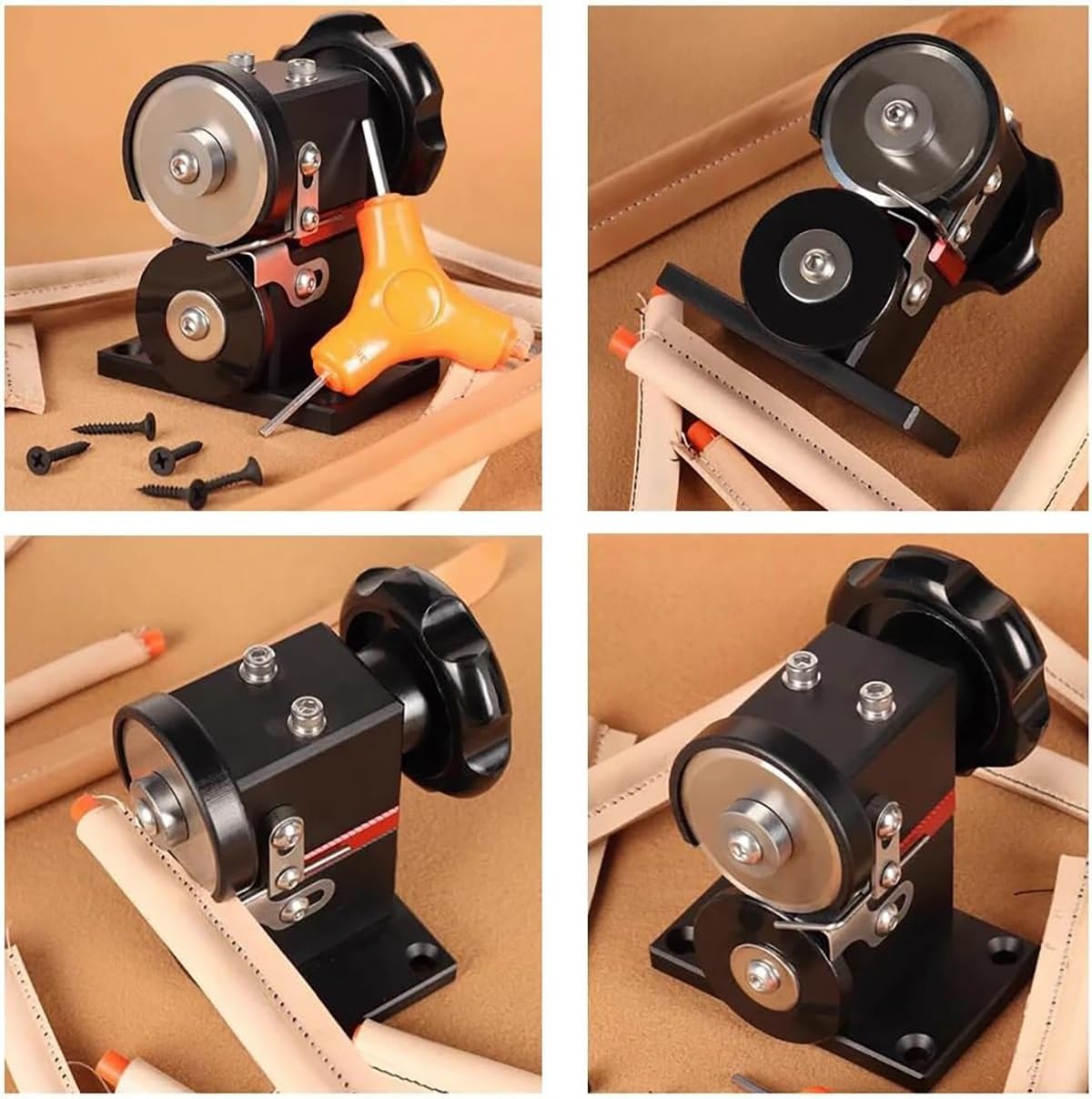 Herramienta de recorte portátil para bricolaje, máquina de corte manual para trabajos en cuero, grosor ajustable de 0 a 4 mm y ancho de 25 mm, diseño con manivela, para zapatos, bolsos y manualidade