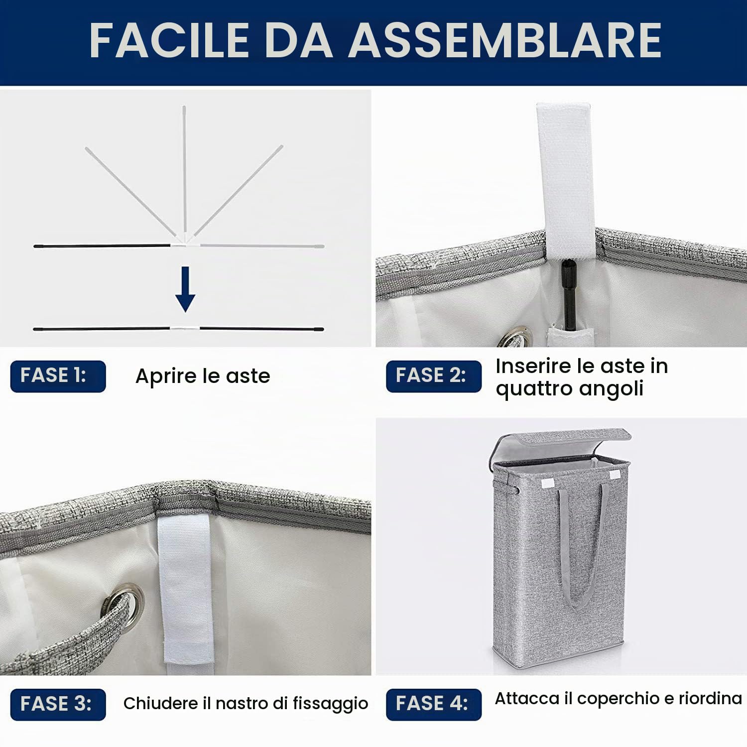 Cesto per la Biancheria con Coperchio - Grigio Scuro 1pc Portabiancheria Sporca Stretto Pieghevole Maniglia il Trasporto e Camere da Letto, Appartamenti, Dormitori caravan.