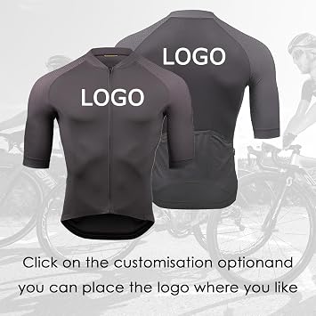 Personalised Cycling Jersey Mens Short Sleeve Quick Dry Customised Mountain Bike Jersey with Team Name Logo Racing Bicycle Clothes(Black)