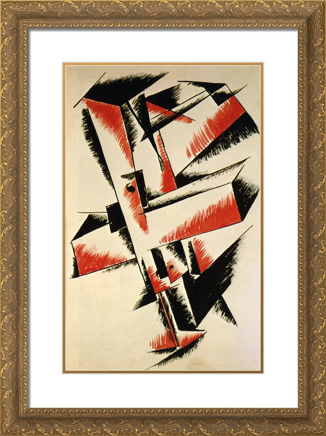 ArtDirect Popova, Lyubov 18x24 Gold Ornate Framed Art Print with Double Matting Titled: Spatial Force Construction I