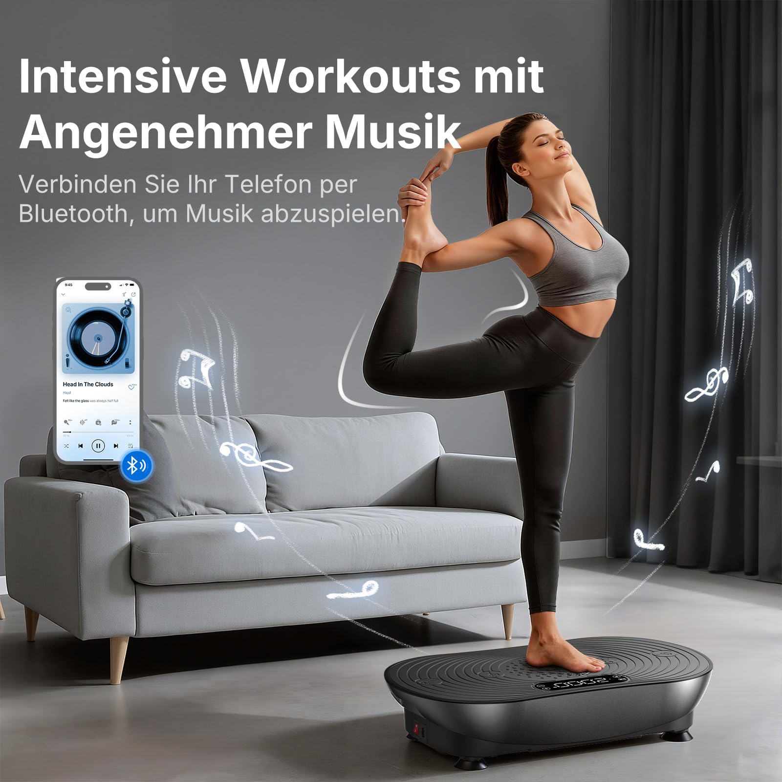 MERACH Vibrationsplatte Für Training Und Körperformung, Mit 99 Geschwindigkeitsstufen, Integriertem Bluetooth-Lautsprecher, Led-Touchscreen Und Elastischen Zugschnüren