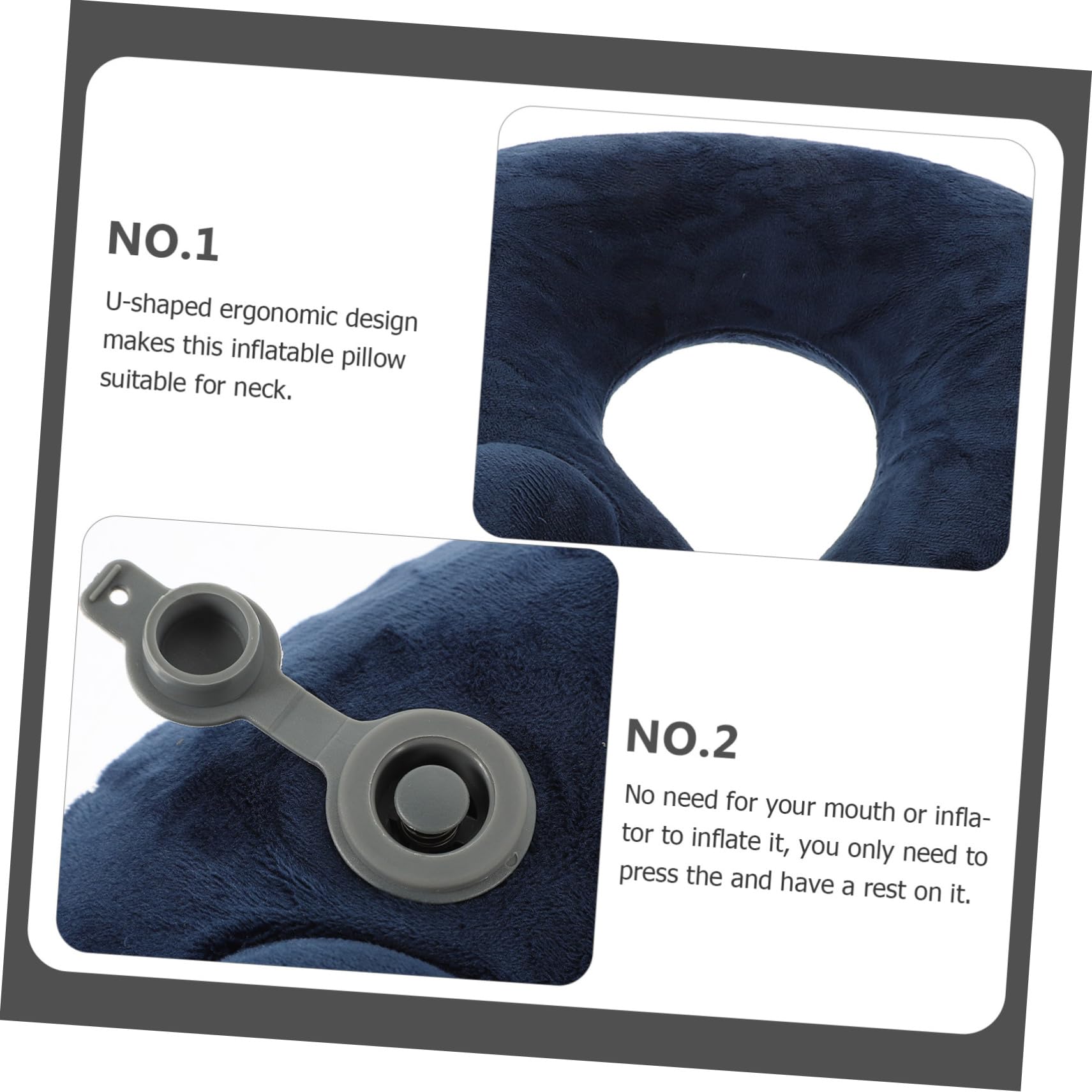 Zerodeko Almohada Flocada Cuello De Viaje Almohada De Viaje para El Cuello De Avión En Forma De u Cojín De e para El Cojín Inflable para El De Vuelo Blue