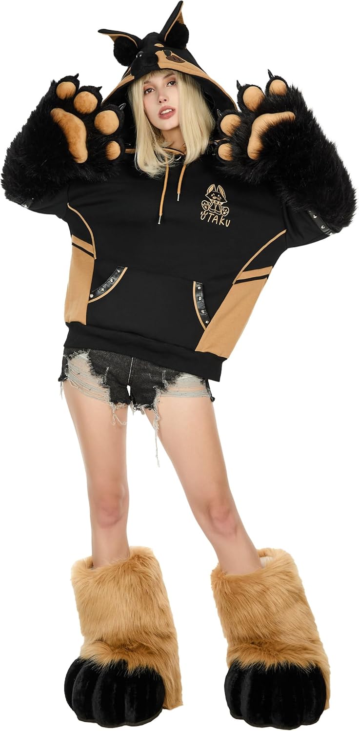 Micotaku German Shepherd Black Paw Hoodie Daily Wear