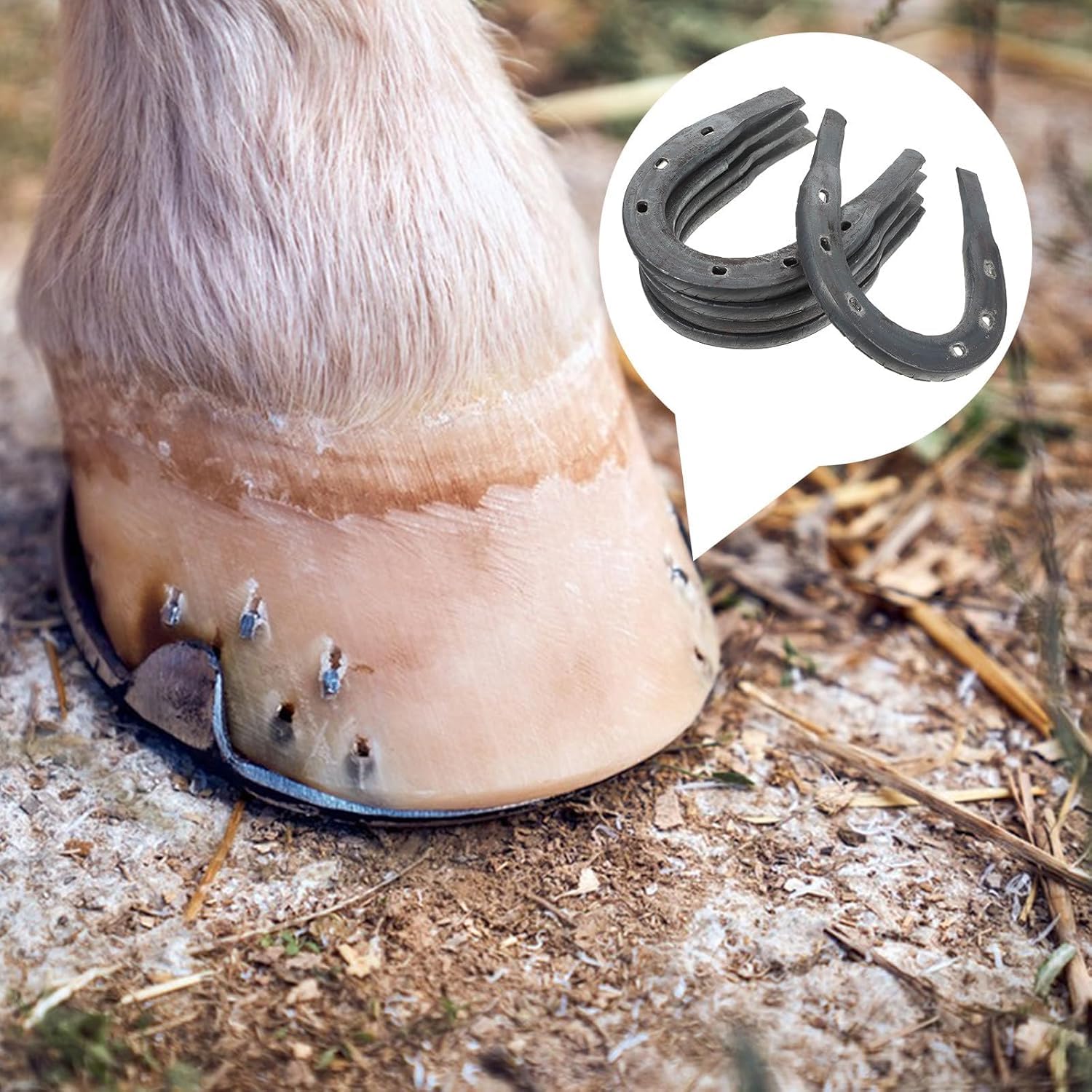 5 herraduras reemplazables para caballos y burros, almohadillas de metal firme, tamaño 2 con ranura abierta, suministros de herradura para uso ecuestre y estable, mango cómodo