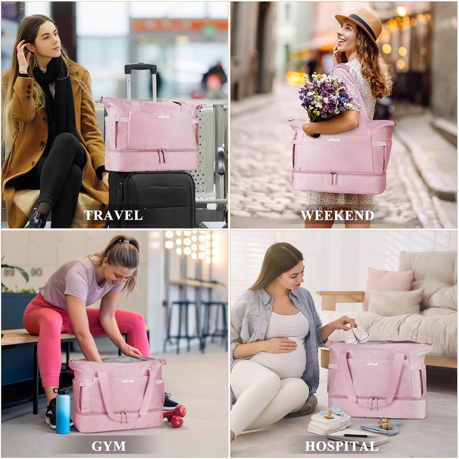 Gym Bag for Women, Personal Item Travel Bag with Shoes Compartment for Trip view 5