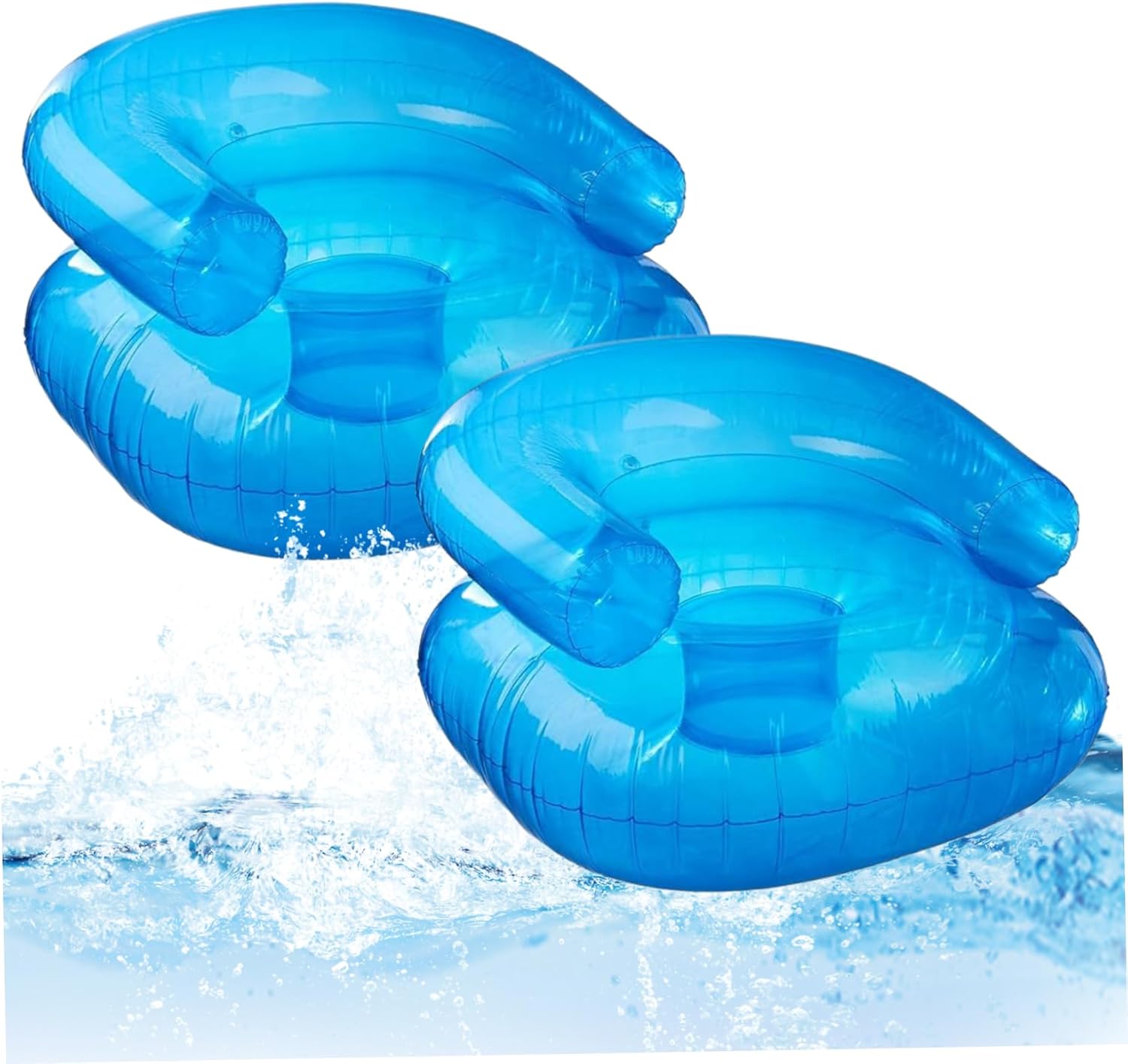 2 Pcs Blow Up Chair for Kids 27.5x27.5x17.2 in Blue Sequin Style Inflatable Sofa Chair for Boys Girls 200 Pounds Bearing Capacity Portable Inflatable Couch for Camping, Beach, Pool, Inflatable Chair