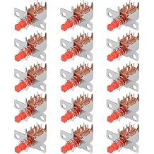 uxcell Push Button Switch, DPDT 6 Pin 1 Position Self-Locking Red 15pcs