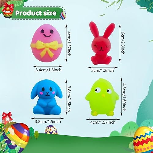 Miniatura 4 de Paquete de 24 huevos de Pascua precargados con juguetes esponjosos, huevos de Pascua coloridos y brillantes rellenos con variedad de juguetes de