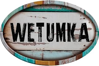WETUMKA White Stripe Weathered Painted Wood 6" Oval Shaped Look Decal Bumper Sticker for use on Any Smooth Surface