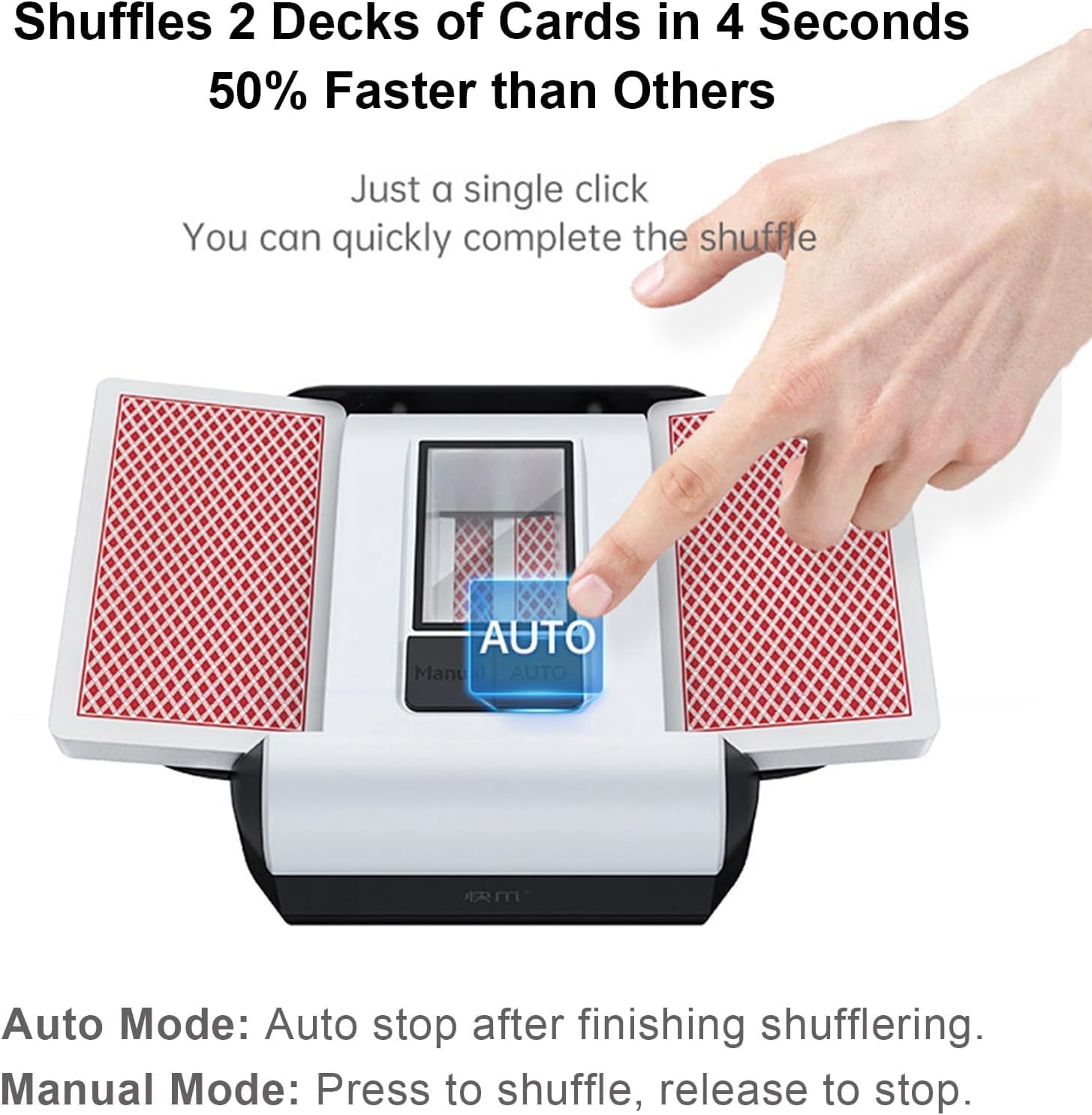 Automatic Card Shuffler / 2-in-1 Card Shuffler & Dealer, No Jams, Ultra Quiet, Compact & Lightweight, Ideal Uno Card Shuffler for Game Nights, Travel, and Parties
