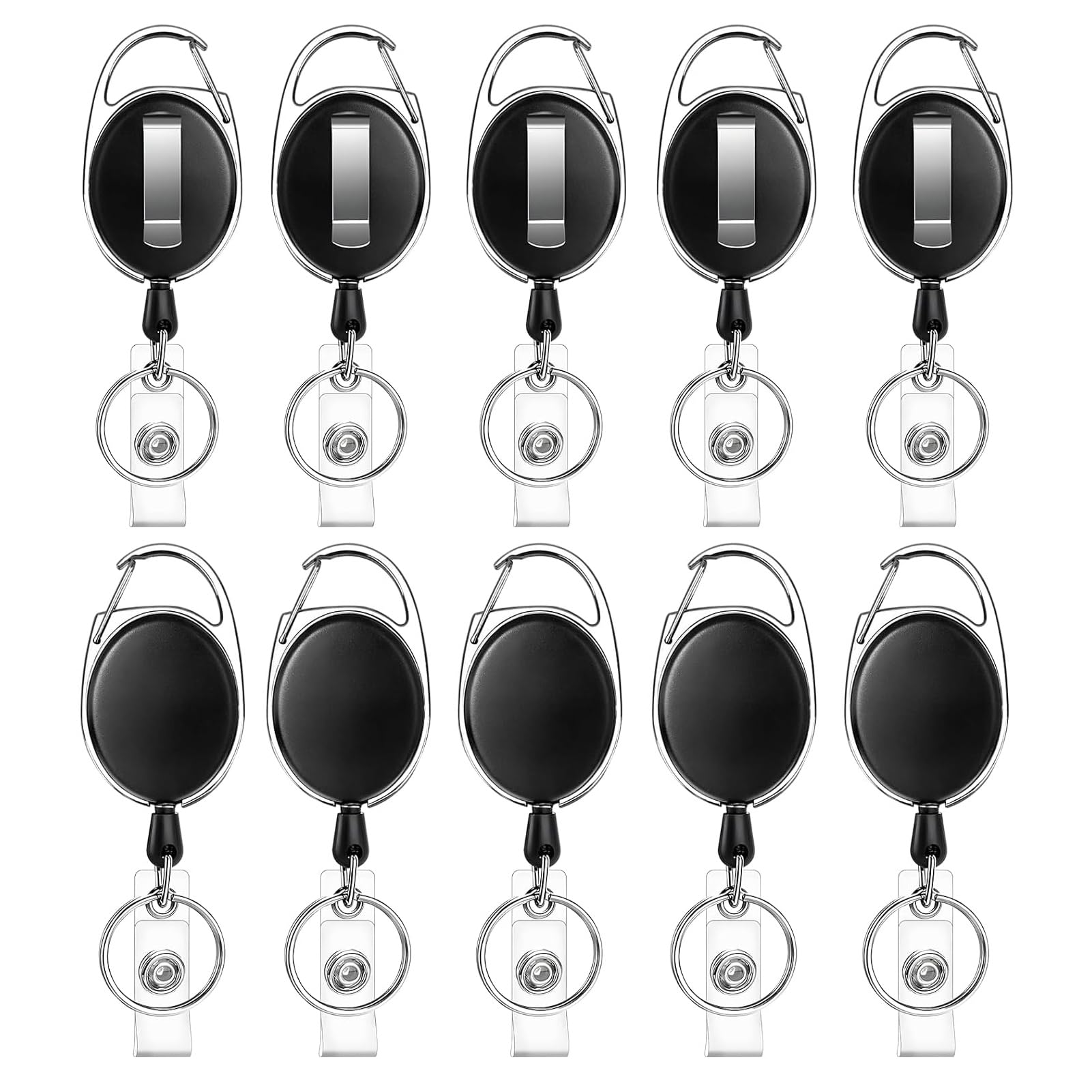 10 Pcs Retractable Keyring, Extendable Lanyard ID Card Holder