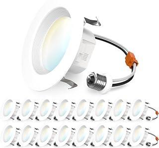 Sunco 16 Pack LED Recessed Lighting 4 Inch, Selectable 2700K/3000K/3500K/4000K/5000K, Dimmable Can Lights, Baffle Trim, 11W=40W, 660 LM, Damp Rated, Retrofit Installation - Energy Star