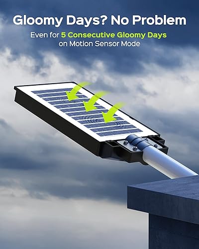 Miniatura 4 de JACKYLED Farola solar de 300 W, luz solar para exteriores, 30000 lúmenes, luz de seguridad solar IP65, impermeable, luz de inundación solar para