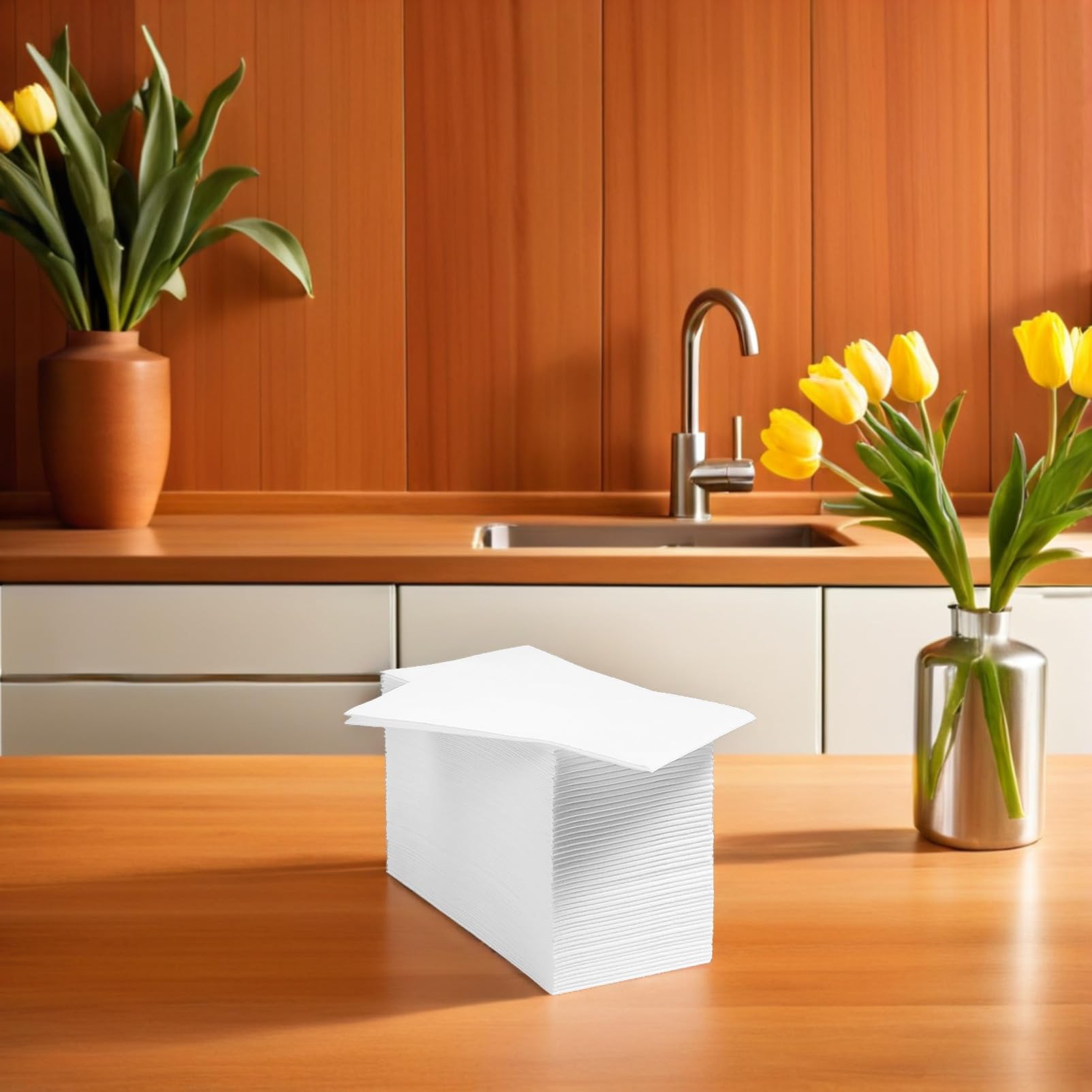 Servilletas de Papel Gruesas 100 Unidades, Plegadas para Banquetes y Bodas | Papel Suave de 40x30cm, Uso Único, Estilo Elegante, Formato Decorativo para Fiestas y Cócteles