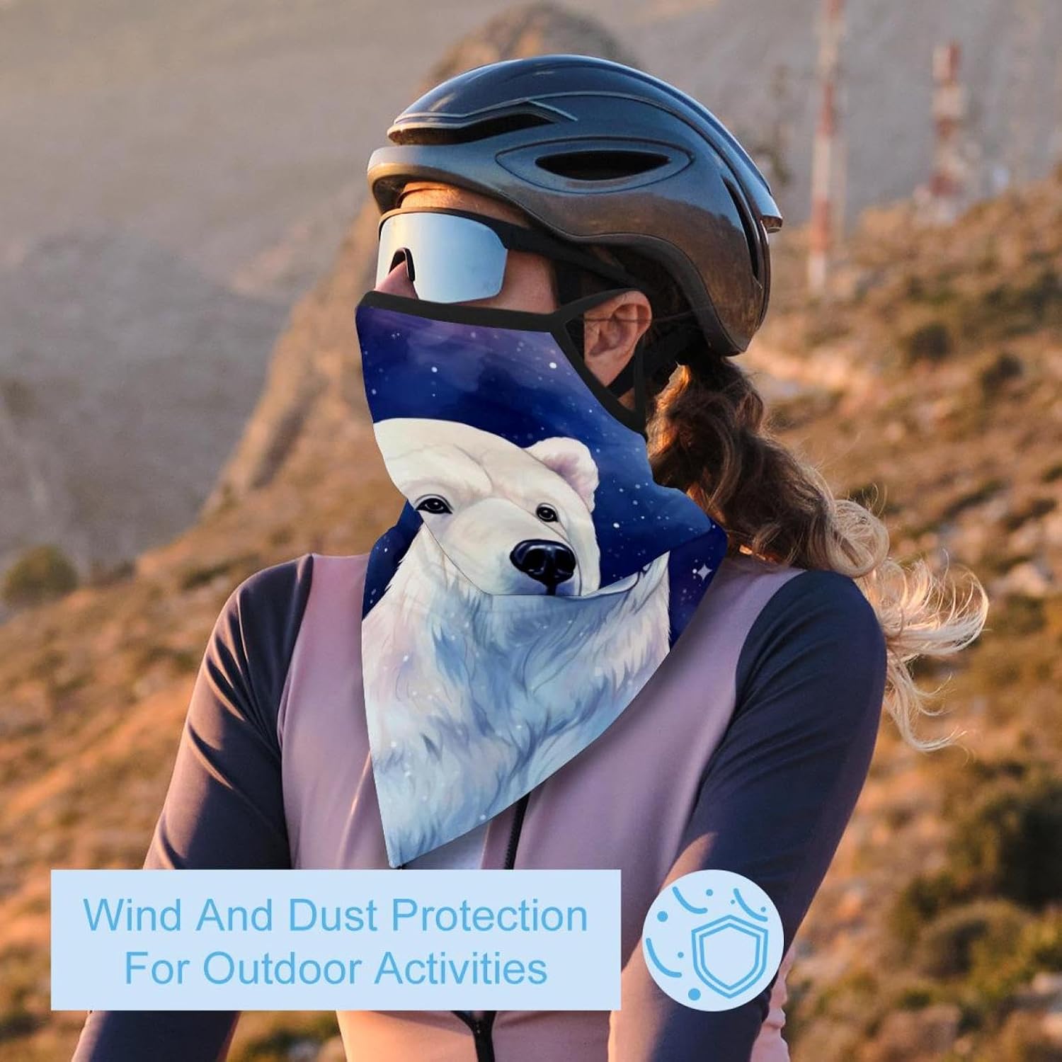4 Pack Starry Polar Bear Neck Gaiter Face Scarf Cover Sun Protection Balaclava Cloth Bandanas with Ear Loops