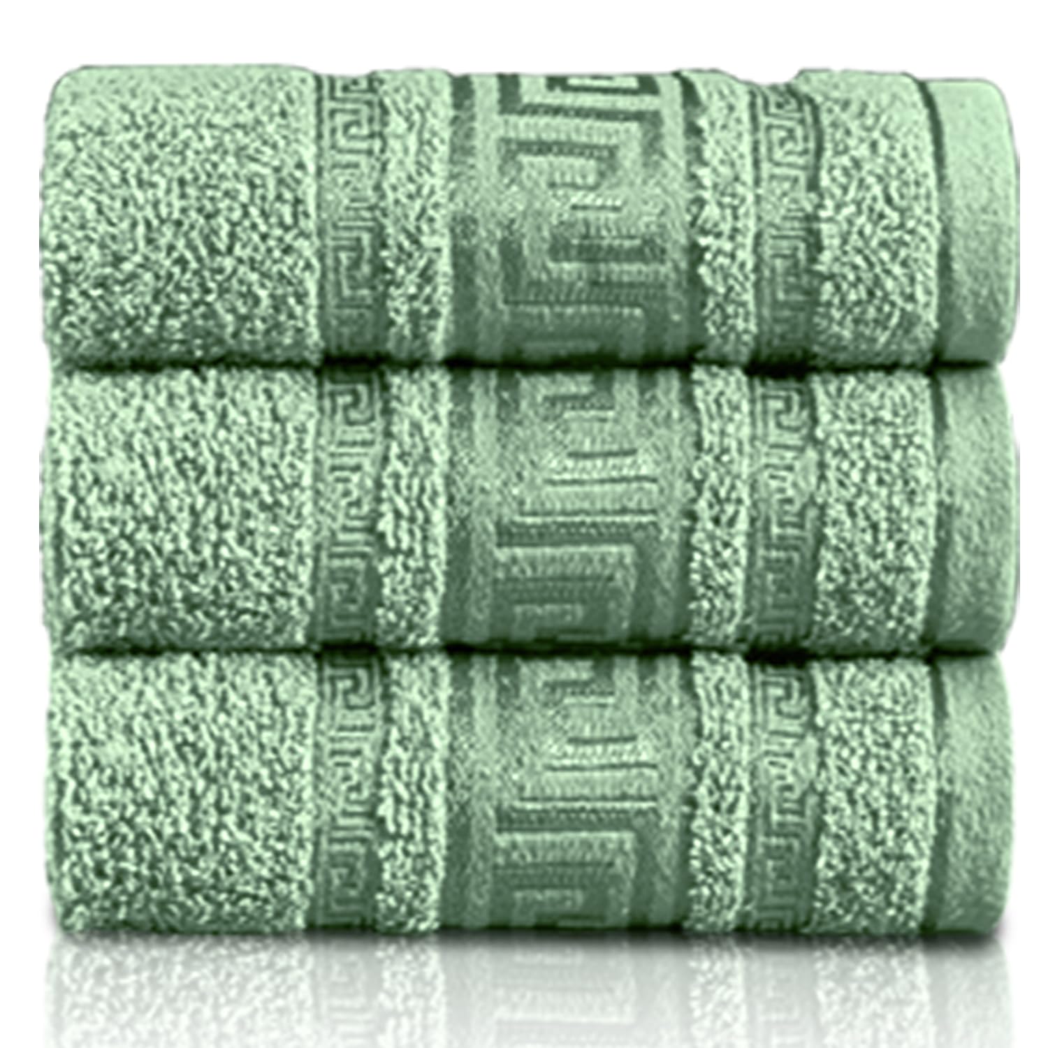 GC GAVENO CAVAILIA 3 Pack Greek Hand Towels - 100% Egyptian Cotton Quick Dry Towel (50x90 cm) - Highly Absorbent Bathroom Hand Towel Set - 550 GSM Towels for Hotel Gym Travel & Skin Friendly, Green