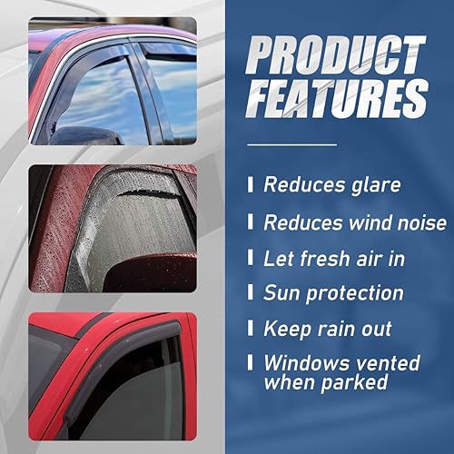 Miniatura 9 de Auto Dynasty Protector de lluvia con deflector de ventana con cinta adhesiva compatible con Chevy Cruze 11-14, tintado