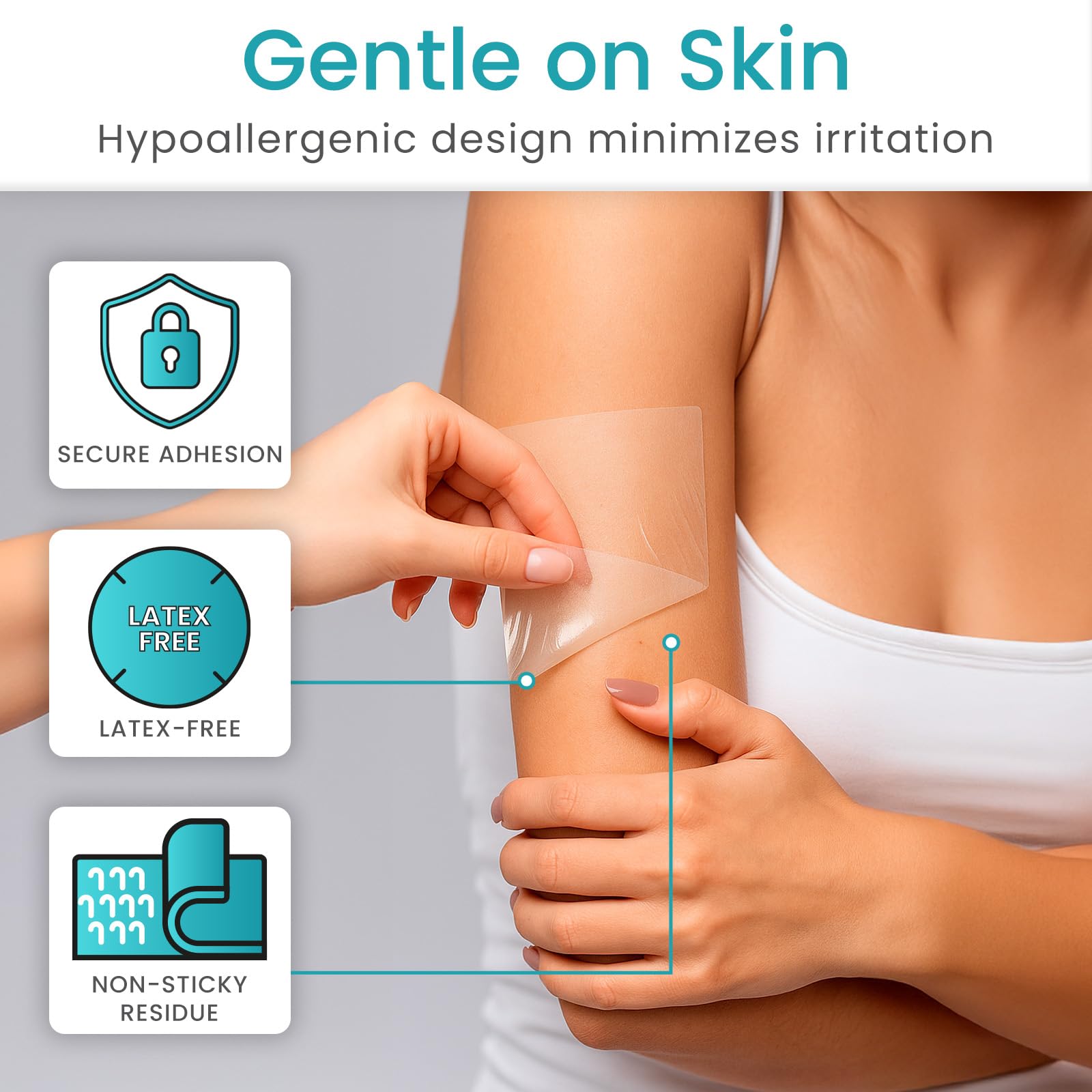 ViveCare Großer transparenter Folienverband, wasserdichte Bandagen, transparente Wundabdeckung zum Duschen, Tattoos, Duschschutz für nach Operationen, postoperative Pflaster für die Haut (17,8 x 17,8