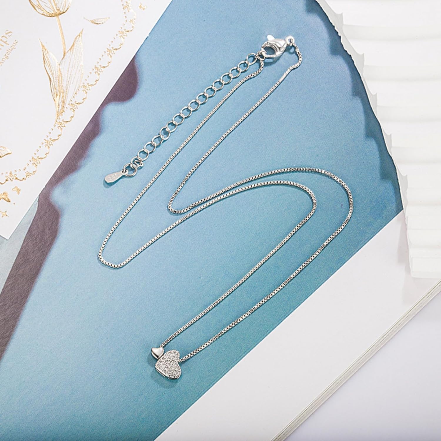 WCRAZYE Crystal Heart Bridal Wedding Jewelry Set for Women Silver Love Heart Rhinestone Necklace Earrings Bracelet Sets - Image 6