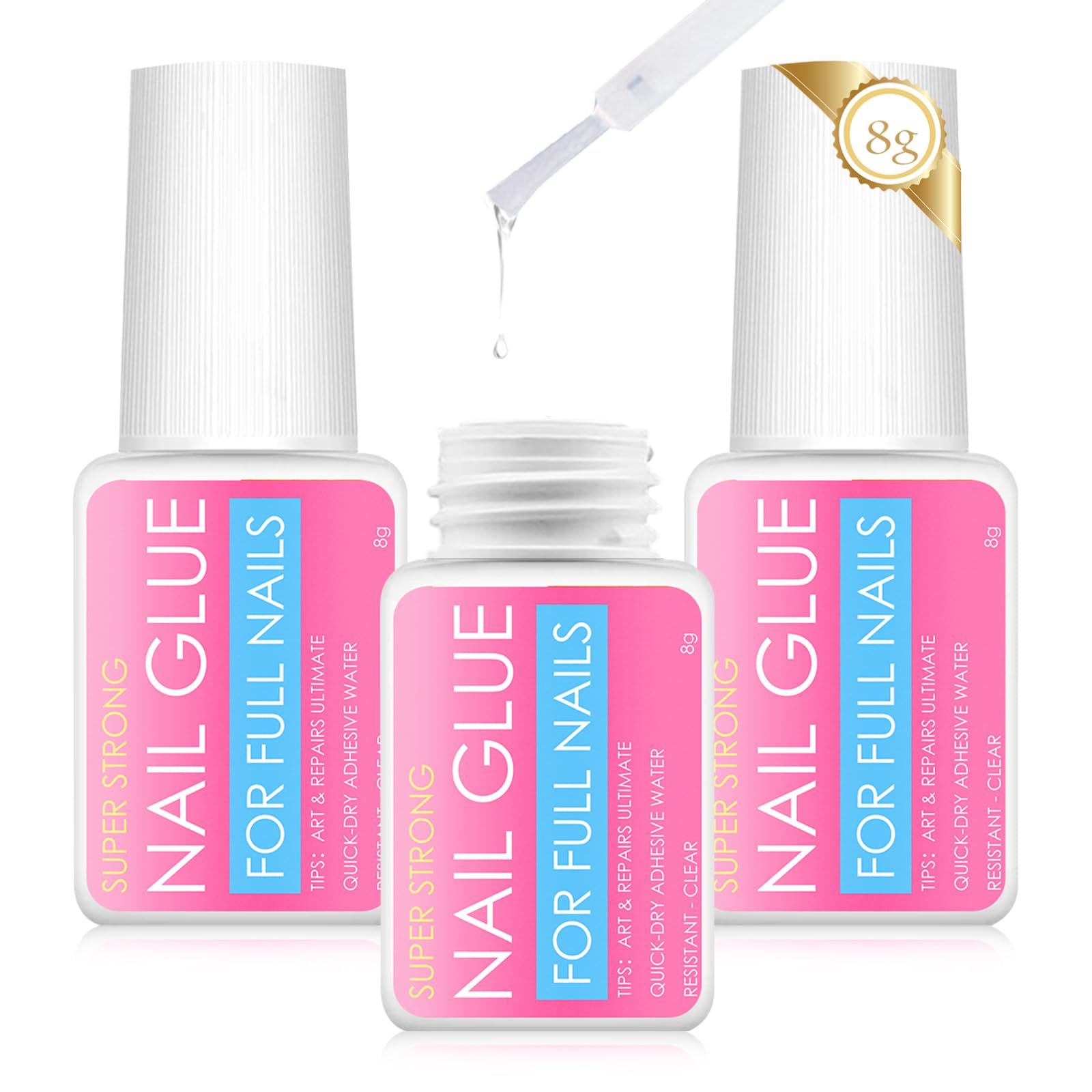 8g Extra Strong False Nail Glue for Nail Repair, Artificial Tips, Acrylic Tips - Super Strong Adhesive for Manicure — view 8