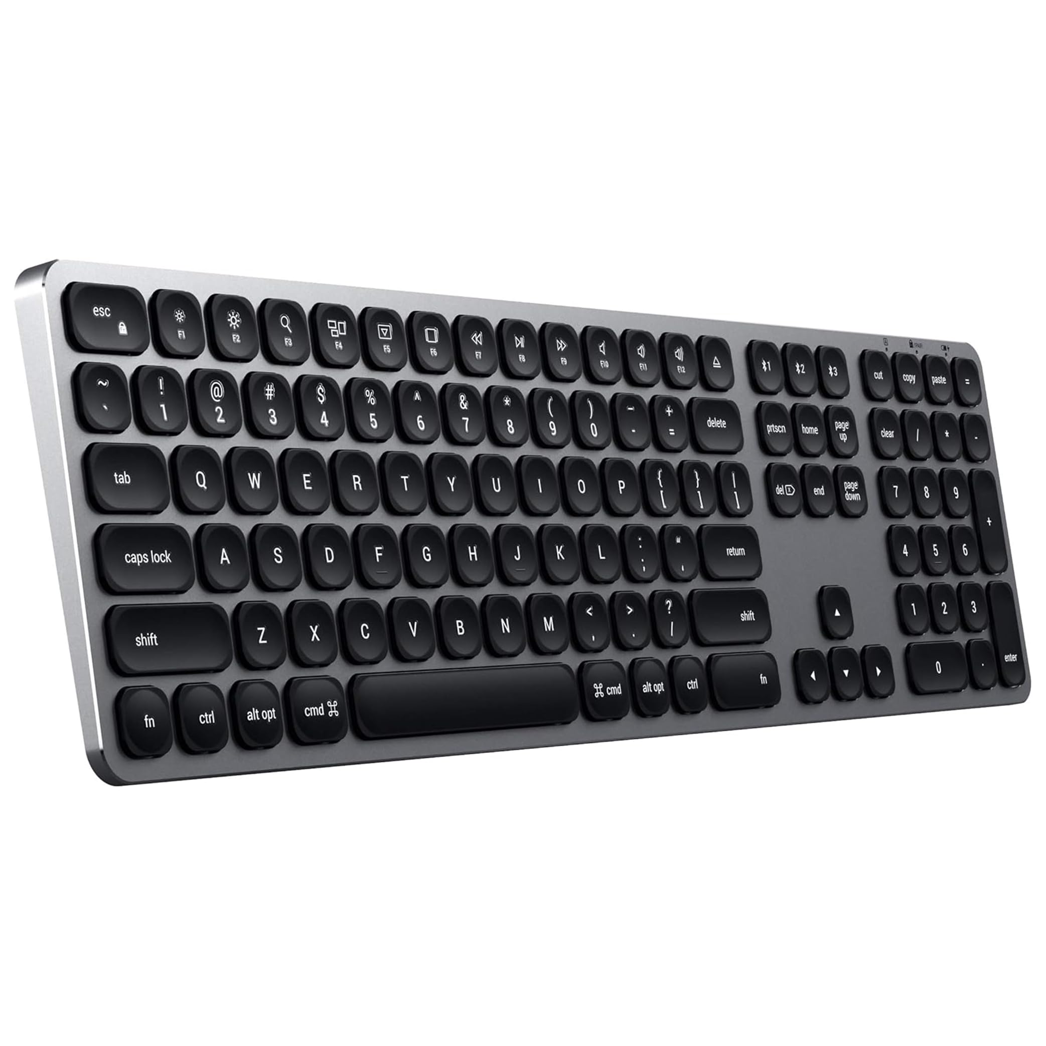 Satechi Tastiera Wireless con Tastierino Numerico, 𝗤𝗪𝗘𝗥𝗧𝗬 𝗨𝗦, Tastiera Bluetooth in Alluminio, Multi-Dispositivo, Ricaricabile USB-C per Mac, Windows e Android (Layout Americano)
