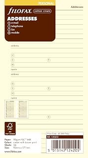 Filofax Personal Notepad for Name/Address/Email/Telephone/Fax/Mobile - Cotton Cream