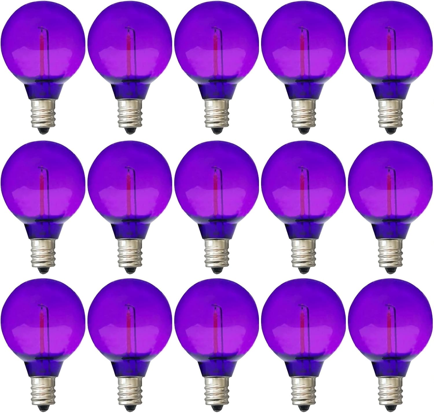 Minsily 15 Pack G40 LED Christmas Replacement Bulbs 1W Shatterproof G40