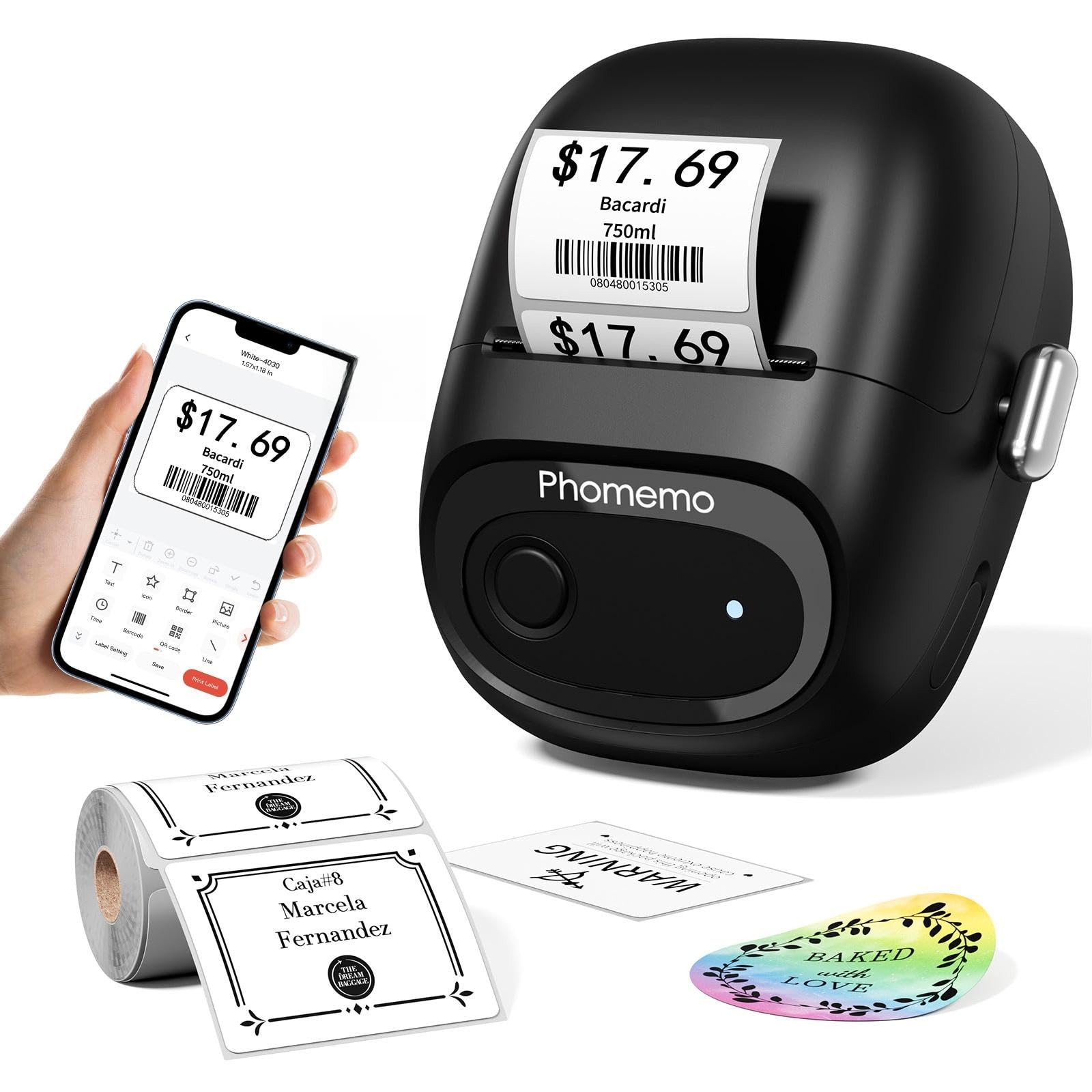 Phomemo Label Makers, Portable Bluetooth Label Printer with 6000+ Templates