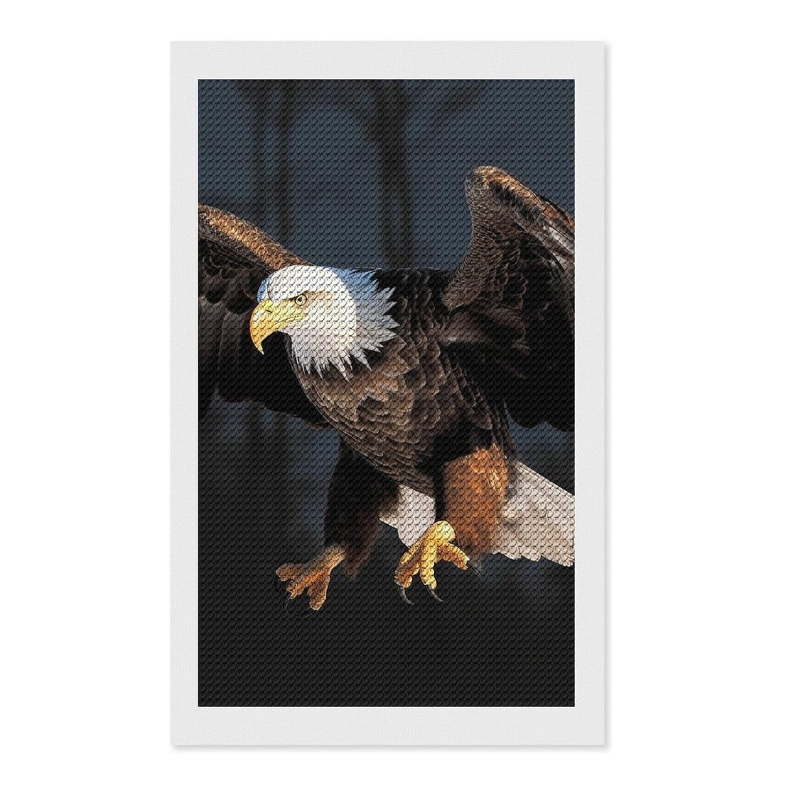 FodPand Bald Eagle 5D Diamond Painting Kits for Adults Beginners Full Drill Round Diamond Dots Pictures Gem Art Supplies for Home Wall Room Decoration DIY Craft Set Gift 12x20