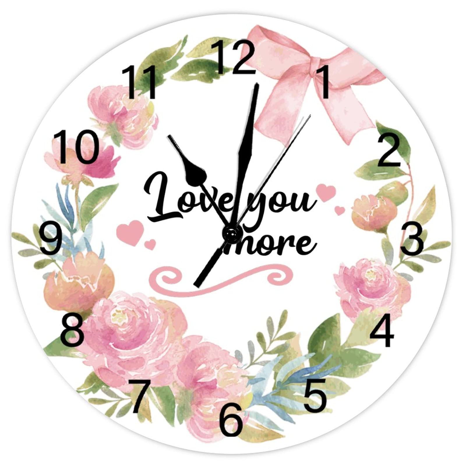 Horloge murale de jardin Love You More rétro et silencieuse de 38 cm
