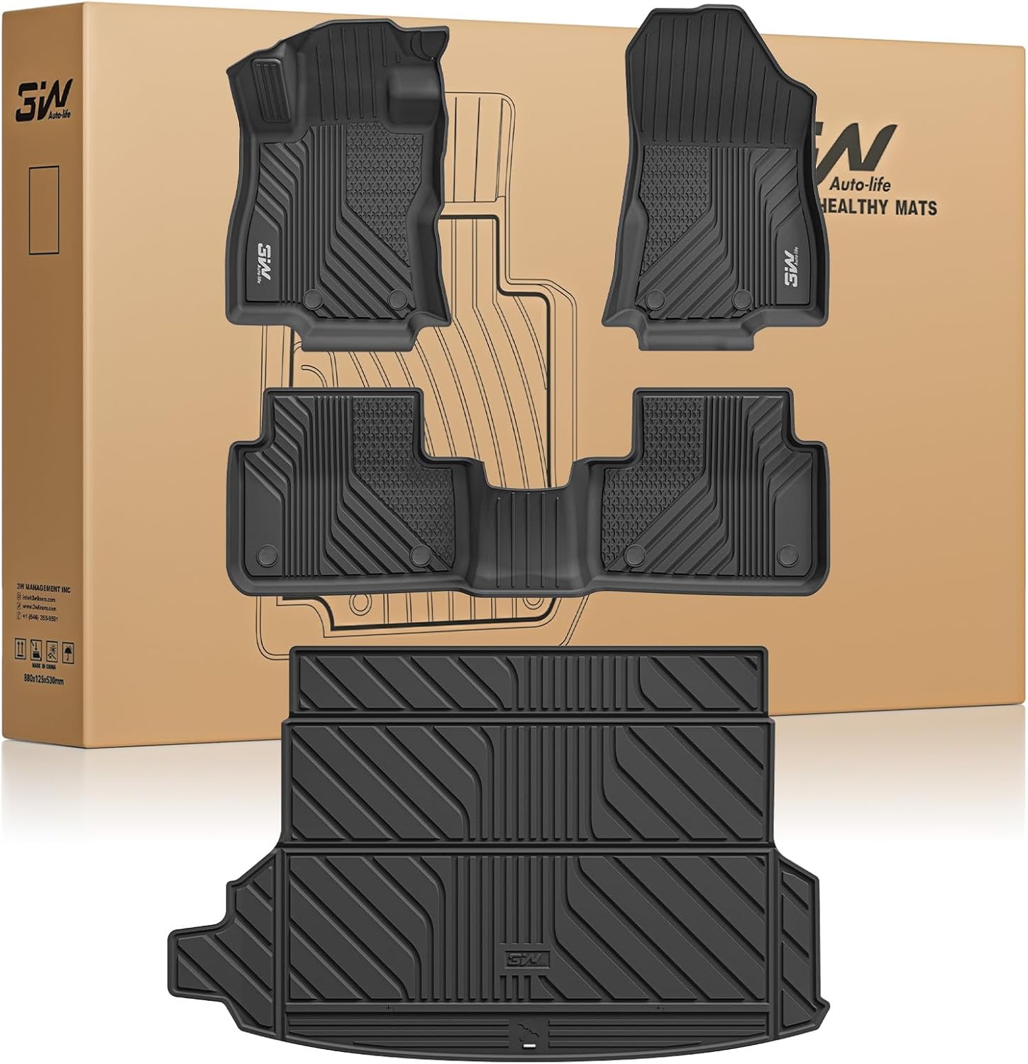 3W Floor Mats & Cargo Liner for 2025-2026 Subaru Forester (Not Fit Hybrid & Wilderness), TPE All Weather Floor Mats Custom Fit 2025-2026 Forester Full Set Anti-Slip Heavy Duty Accessorious, Black