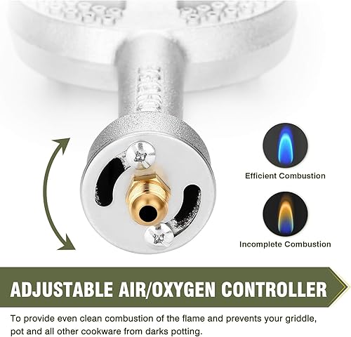 Miniatura 5 de BESTFIRE Cabezal de quemador de propano de hierro fundido de alta presión, cabezal de quemador redondo con regulador de propano de alta presión
