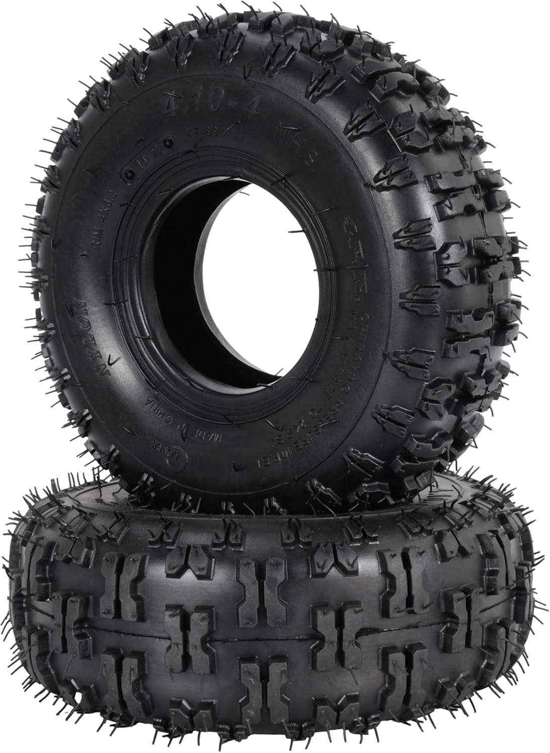 4.10/3.50-4 Tire 4-Ply,RUTU 4.10-4 10 X 3.50 Off Road Heavy Duty Tires for 4 Wheeler Lawn Mower Go Kart Handcart Garden Trailer