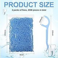 Vista 2 de Dandat 2000 piezas de púas de hilo dental a granel de alta dureza, limpios, hilo dental para limpieza de dientes, limpieza familiar, espacio Azul