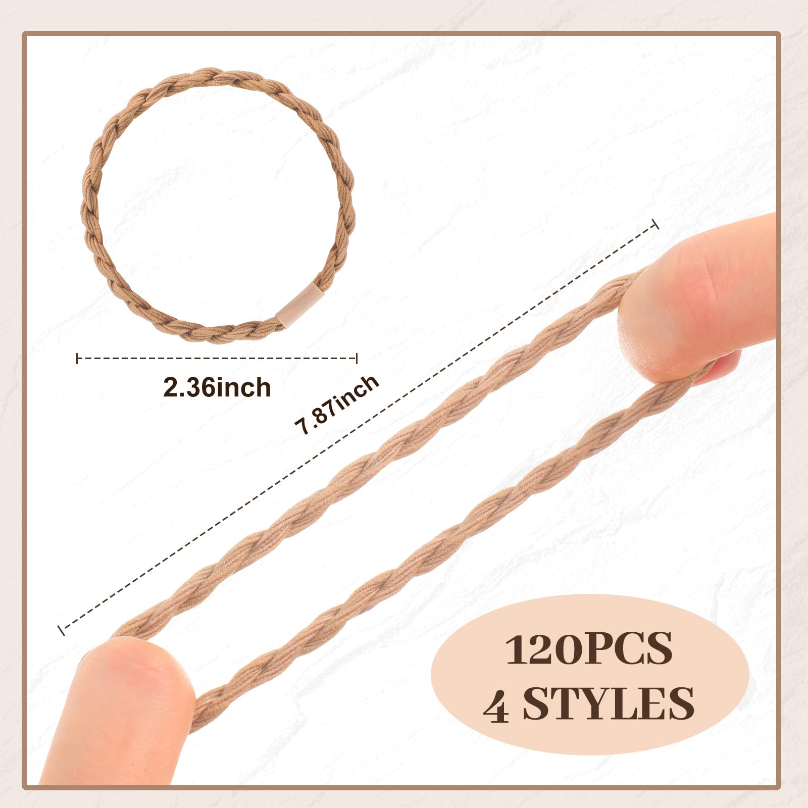 Boho-Haargummi-Armbänder für Damen, 5,9 cm, Boho-Stil, elastisch, Pferdeschwanz-Halter für dicke, dünne, lockige, weiche Haar-Accessoires (lebendige Farbe), 120 Stück