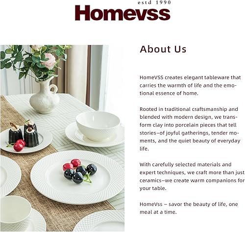 Miniatura 6 de HomeVss, Juego de vajilla de 18 piezas con diamantes en relieve de porcelana de hueso