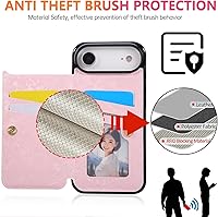 Vista 87 de UEEBAI Funda tipo cartera para iPhone 15 Pro Max con tarjetero, cubierta de cuero PU con soporte, bloqueo RFID, doble cierre magnético, relieve