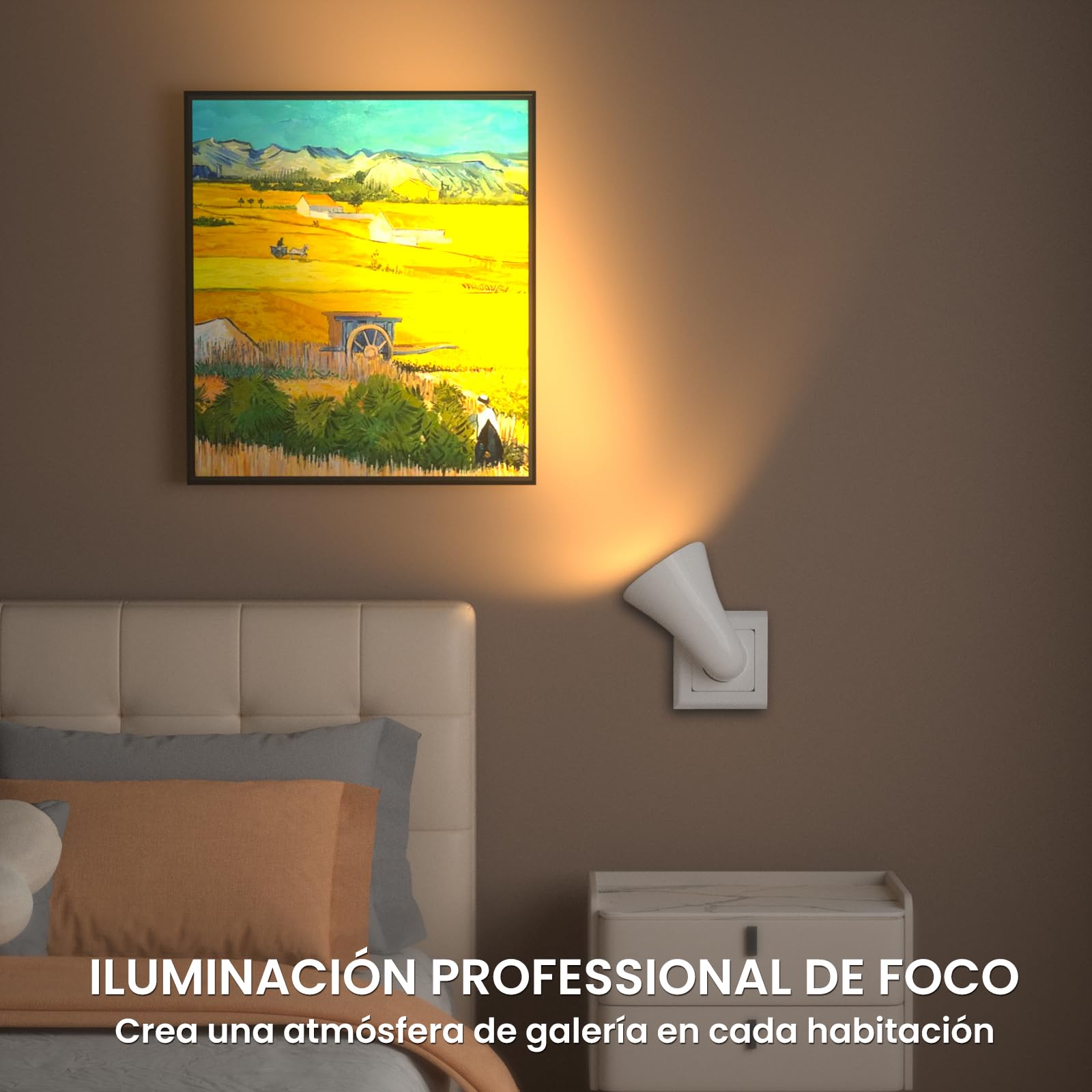 GU10 Plugin Foco Uplighter, GU10 Led Aplique Lampada Pared con EU Enchufe para Dormitorio, Luz Cálida 3000k (LED Bombilla inclusa)