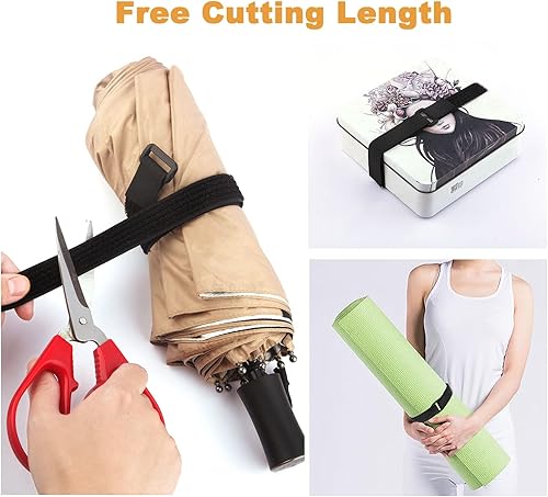 Miniatura 2 de WSZJINB Correas de cable ajustables de 16 pies con hebillas, longitud de corte libre, bridas de sujeción reutilizables negras, correa de seguridad