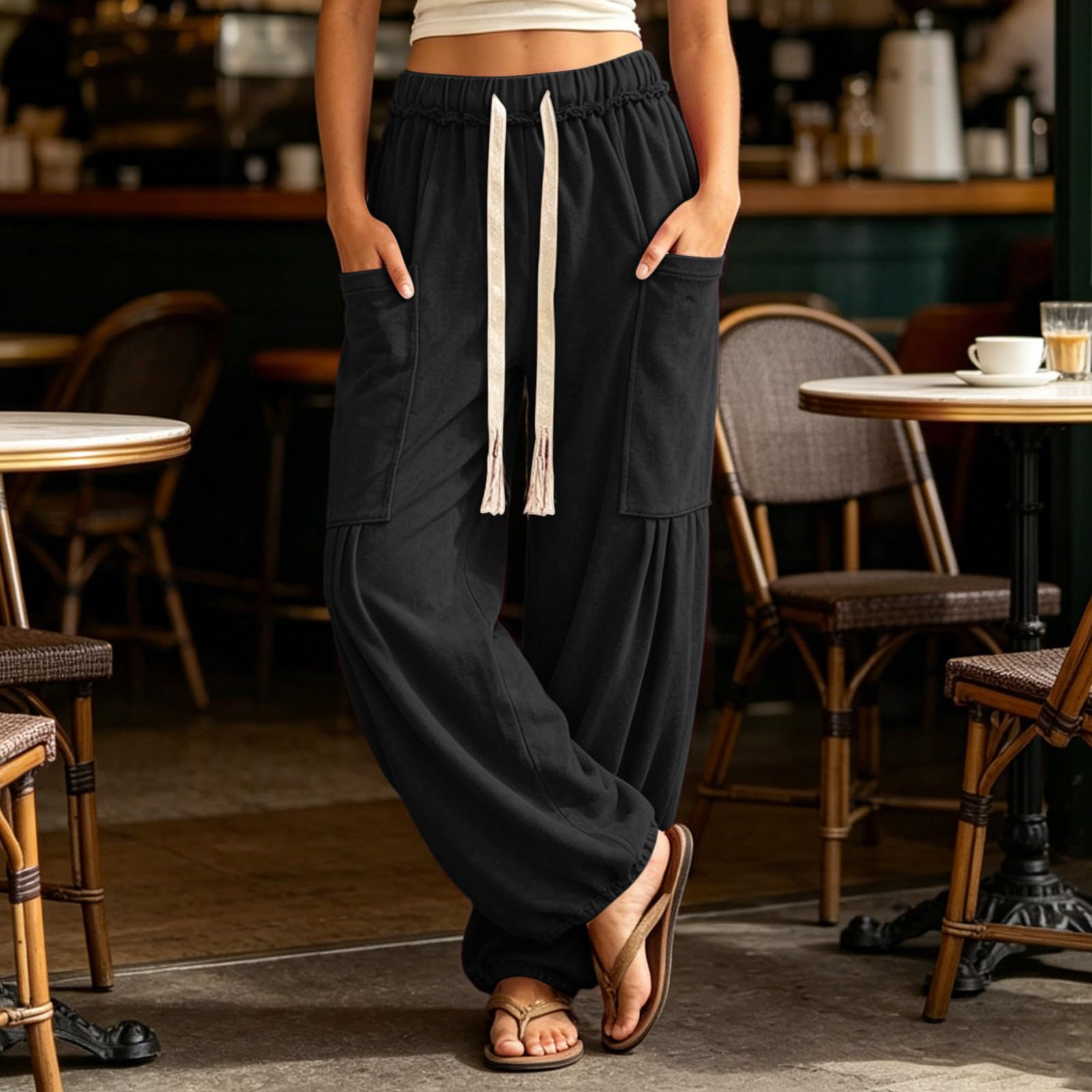 Jogginghose Damen Trainingshose Freizeithose Bequeme Sweatpants Baggy Sweathose Lässig Damenhosen Streetwear Winter Outdoor Hosen Einfarbig Laufhose Joggpants Casual Sporthose mit Elastischer Gürtel