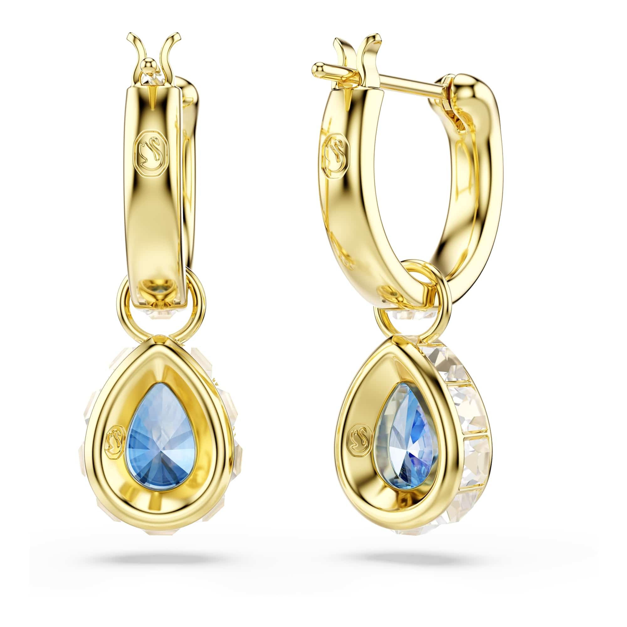 Swarovski Chroma Ohrhänger, Tropfenschliff, Blau, 18 Karat Vergoldet
