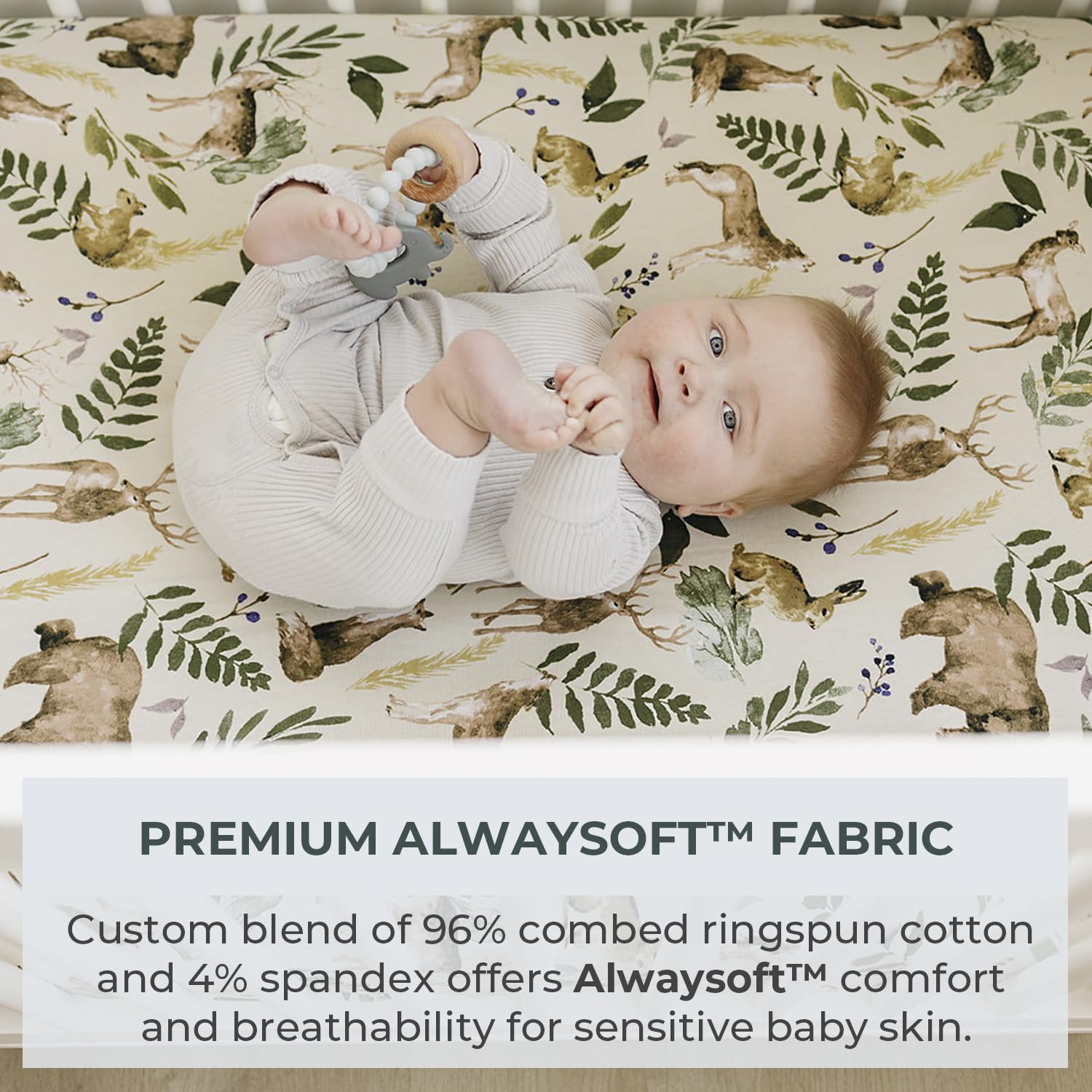 Pobibaby - Confezione da 2 lenzuola di alta qualità per culla per materasso standard - Ultra morbido misto cotone, sicuro e avvolgente ed elegante lenzuolo per culla del bosco (Wildlife)
