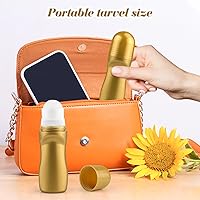 Vista 6 de 6 botellas de desodorante de plástico dorado de 1.7 fl oz/1.7 onzas, contenedor de cosméticos enrollables recargables para desodorante, perfume