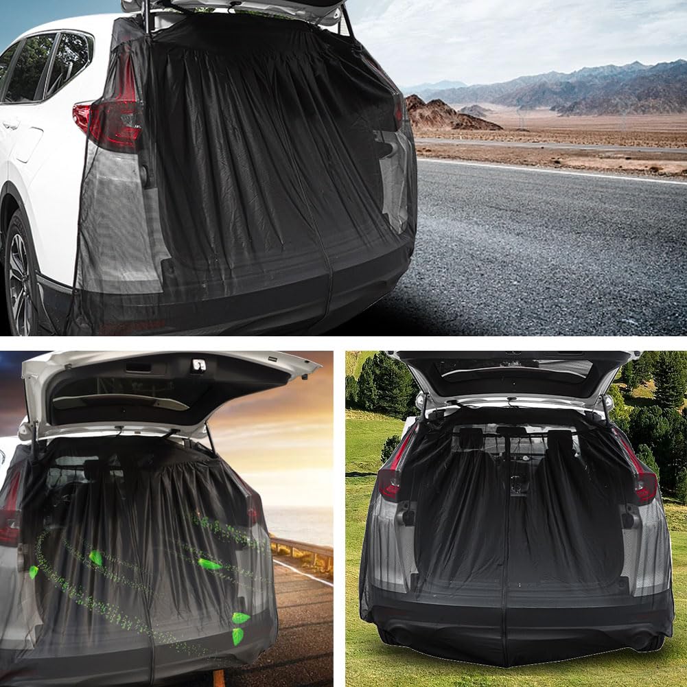 Zanzariera per portellone posteriore dell'auto, 180 x 150 cm, fissaggio magnetico con cerniera, per SUV/Vans con telaio ferromagnetico, protezione privacy e sole in campeggio