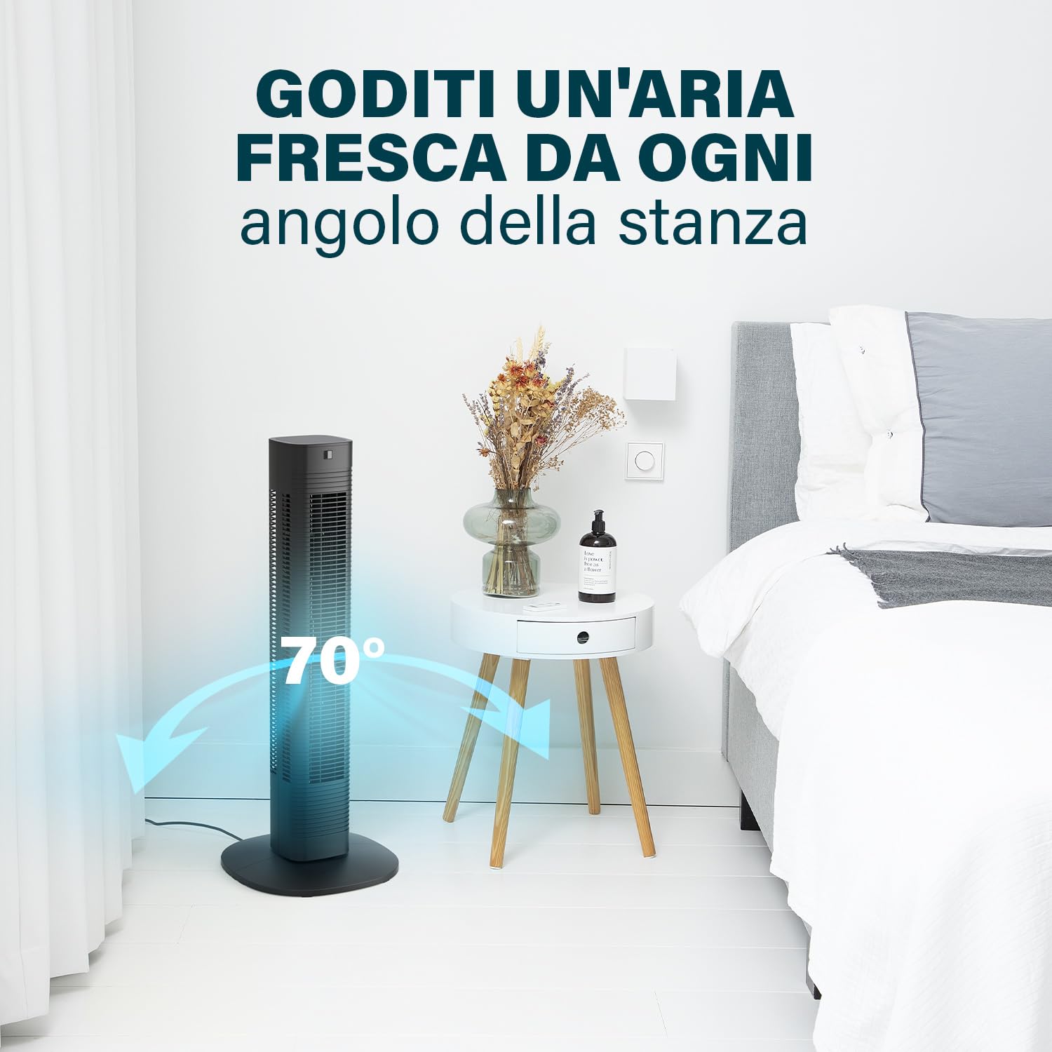 Princess Ventilatore a colonna compatto - 3 modalità e 3 velocità - Oscillazione - Connesso - 358230