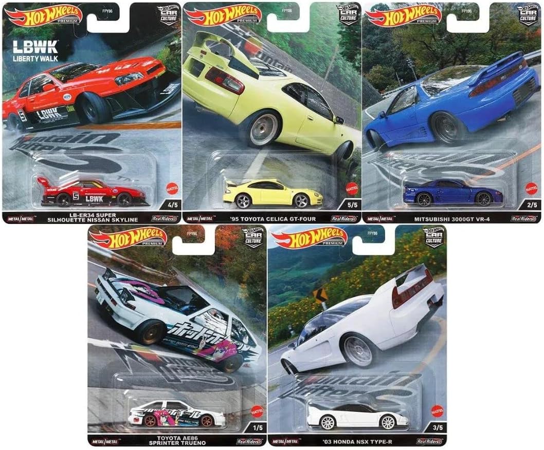 Hot Wheels Collectors 2022 Premium Car Culture Mountain Drifters Release Complete Set of 5 Diecast Vehicles